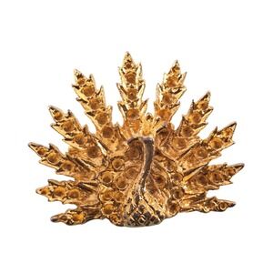 Gold Tone Peacock Brooch Pin 1-Inch Elegant Bird Jewelry Accessory